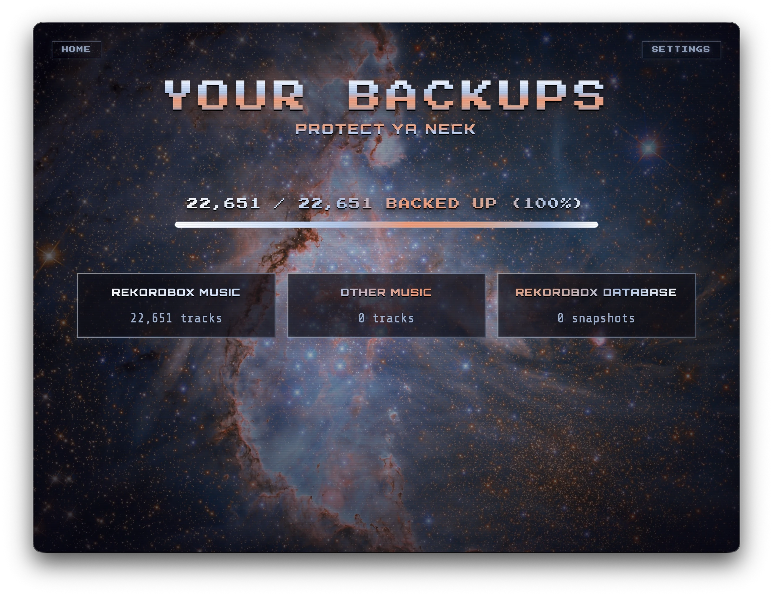ASTRASONIC backup dashboard